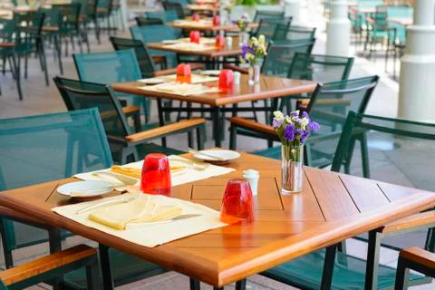 Tables in restaurant Stock Photos
