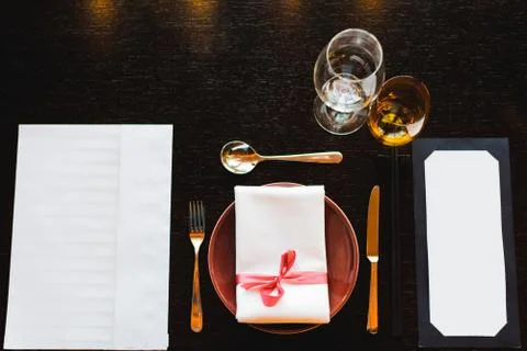 Tables set for an event, catering table set Stock Photos