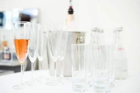 Tables set for an event, catering table set Stock Photos