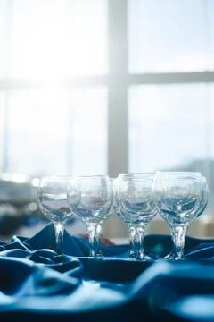 Tables set for an event, catering table set Stock Photos