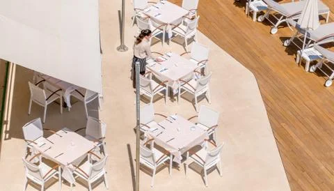 Tables set for meal Foto stock