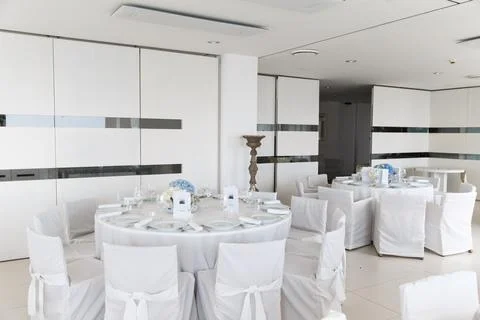 Tables sets for wedding or another catered event dinner Stock-Fotos