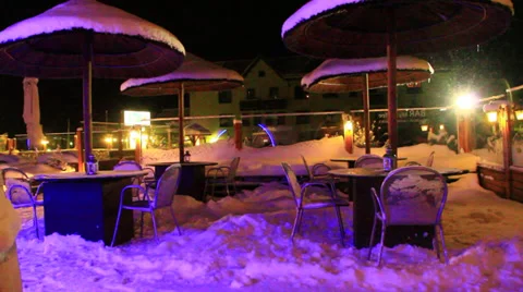Tables under snow 스톡 동영상 33365731