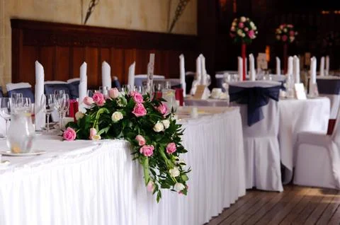 Tables at a wedding reception Stock Photos
