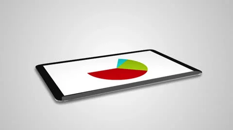 Tablet 3D Charts loop with alpha Stock Footage 24917331