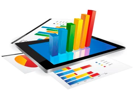 Tablet with 3d graph Stock Illustration