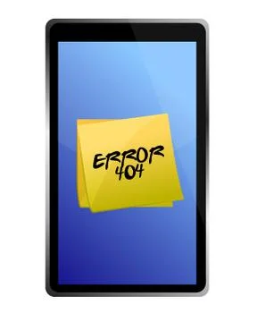 Tablet with a 404 error message illustration design over a white background Stock Illustration