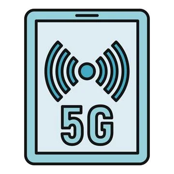 Tablet with 5g network signal icon Stock Illustration