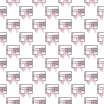 Tablet with AI vector Artificial Intelligence thin line Seamless Pattern Stock Illustration