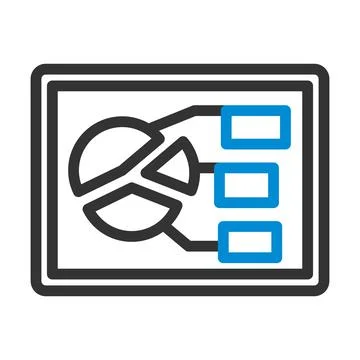 Tablet With Analytics Diagram Icon Stock Illustration