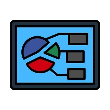 Tablet With Analytics Diagram Icon Stock Illustration