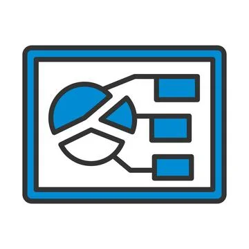 Tablet With Analytics Diagram Icon Stock Illustration