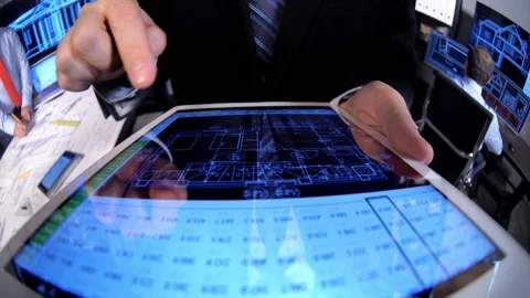 Tablet And Architect Data  Stock Footage 194832000