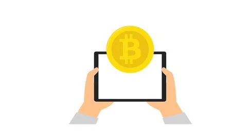 Tablet and a Bitcoin Icon. Illustrazione stock