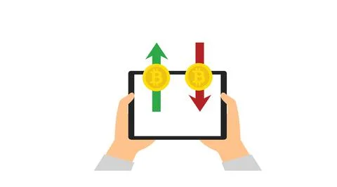 Tablet and a Bitcoin Icon. Stock Illustration