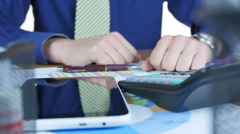 Tablet And Calculator Stock Footage 64057792