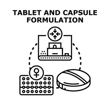 Tablet and capsule formulation process and female health 스톡 일러스트