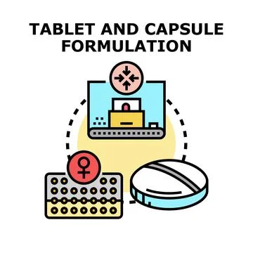 Tablet and capsule formulation process and female health 스톡 일러스트