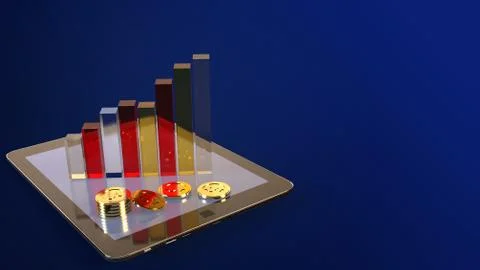 Tablet  and chart  3d rendering for business content. Stock Illustration