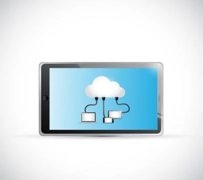 Tablet and cloud computing connection illustration 스톡 일러스트