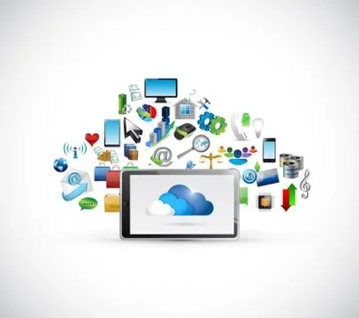 Tablet and cloud computing icons cloud Illustrazione stock