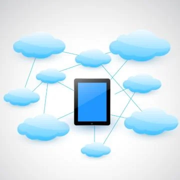 Tablet and cloud Stock Illustration