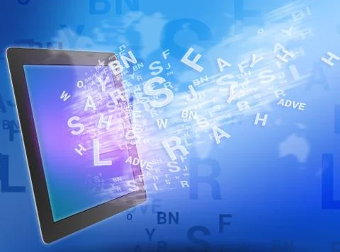 Tablet and departing from it different letters Stock-Illustration