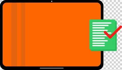 Tablet and document icon with check mark Stock Illustration