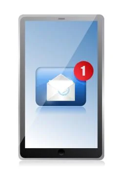Tablet and email. communication concept illustration design over white Ilustração Stock