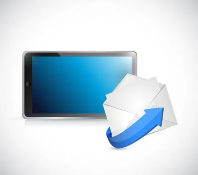 Tablet and email. contact us on the go concept Stock Illustration