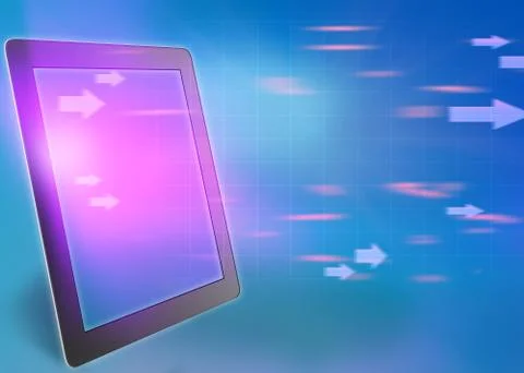 Tablet and flying arrow with its screen Illustrazione stock