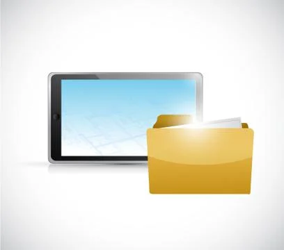Tablet and folder illustration design Stock Illustration