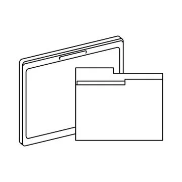Tablet and folder symbol black and white 库存插图