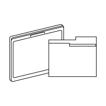 Tablet and folder symbol black and white Stockillustratie