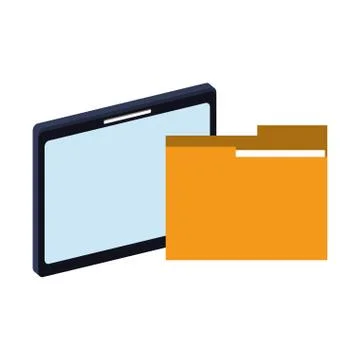 Tablet and folder symbol 스톡 일러스트