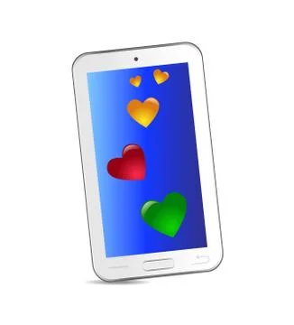 Tablet and hearts Stock Illustration
