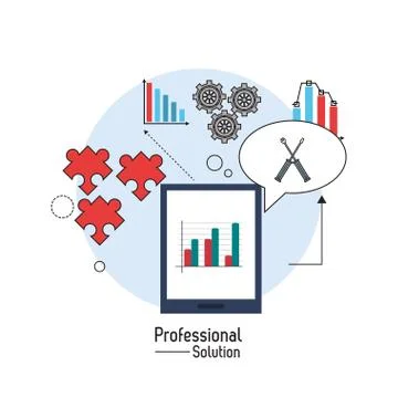 Tablet and icon set. Proffesional Solution. Vector graphic Stockillustratie