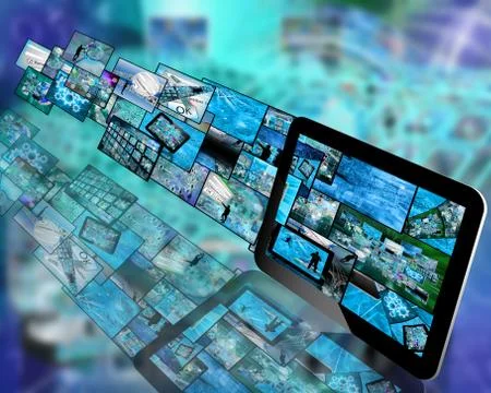 Tablet and images Stock Illustration