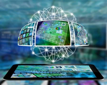 Tablet and images Stock Illustration
