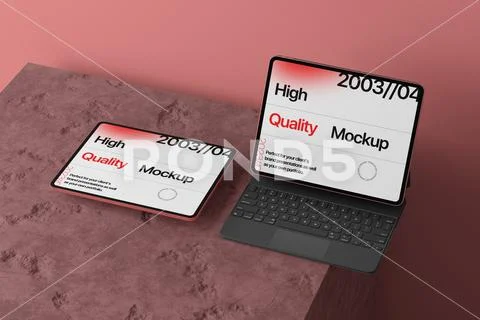 Tablet and Keyboard Mockup Scene Plantilla PSD
