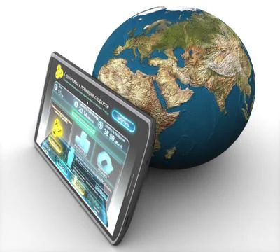 Tablet and land Stock Illustration