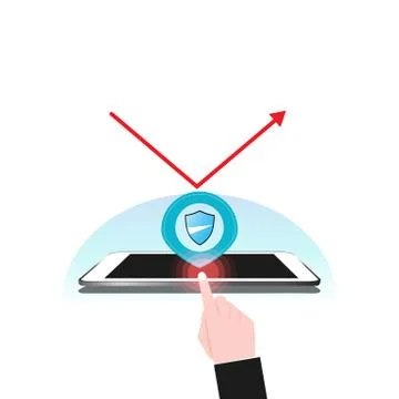 Tablet and mobile phone Data Security system Shield Protection Verification Stock Illustration