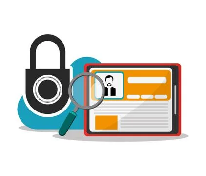 Tablet and padlock icon Stock Illustration