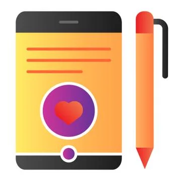Tablet and pen flat icon. Smartphone with pen color icons in trendy flat style Stock Illustration