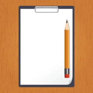 Tablet and pencil on the table Stock Illustration