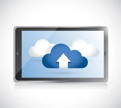 Tablet and set of clouds. illustration design Stock Illustration