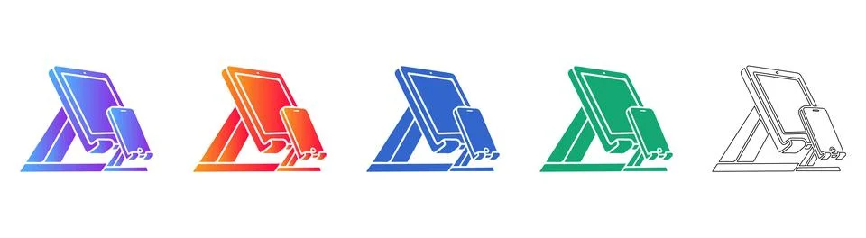Tablet and Smartphone Display Stand Icon Set Stock Illustration