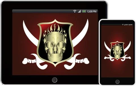 Tablet and Smartphone mobile with abstract vector background Illustrazione stock