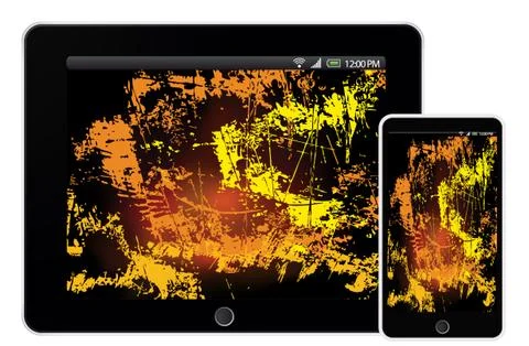 Tablet and Smartphone mobile with abstract vector background Illustrazione stock