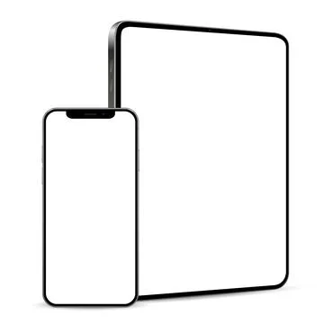Tablet and smartphone mockup with blank display isolated on white background Stock Illustration